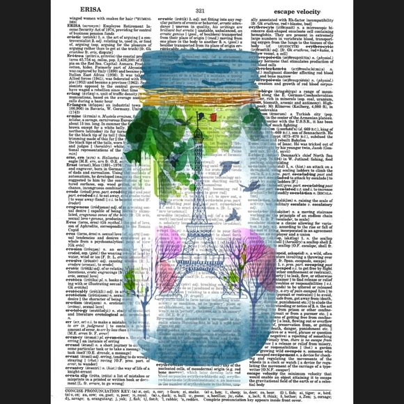Paris Wishes Mason Jar Dictionary Art Print Decor - Picture 1 of 4